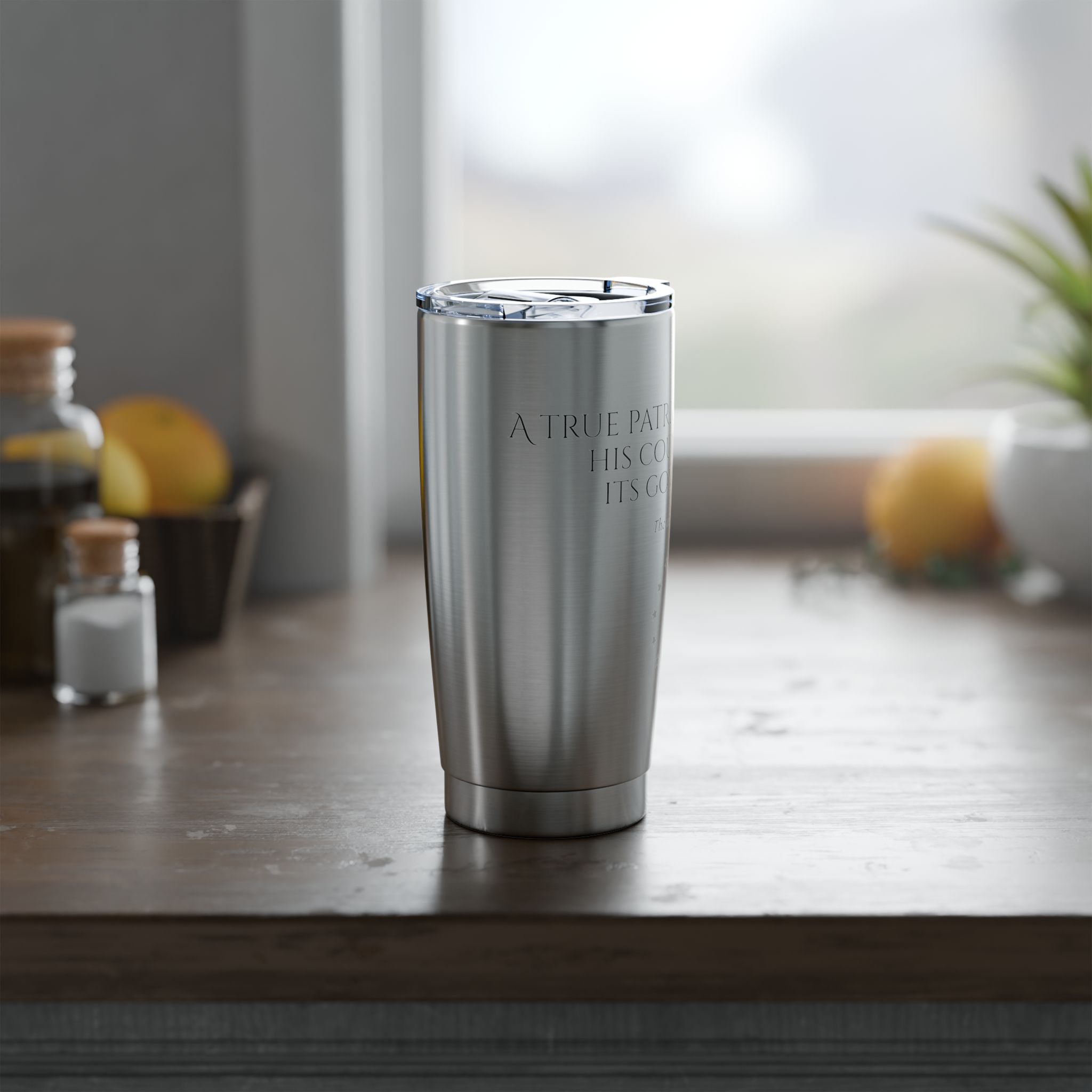 20oz Tumbler – Insulated Stainless Travel Cup with Thomas Jefferson Script