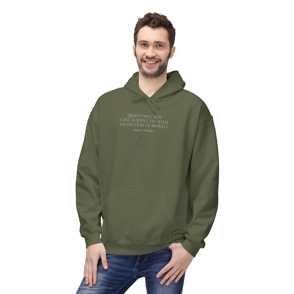 Minimalist Hoodie with Subtle Samuel Adams Liberty Design