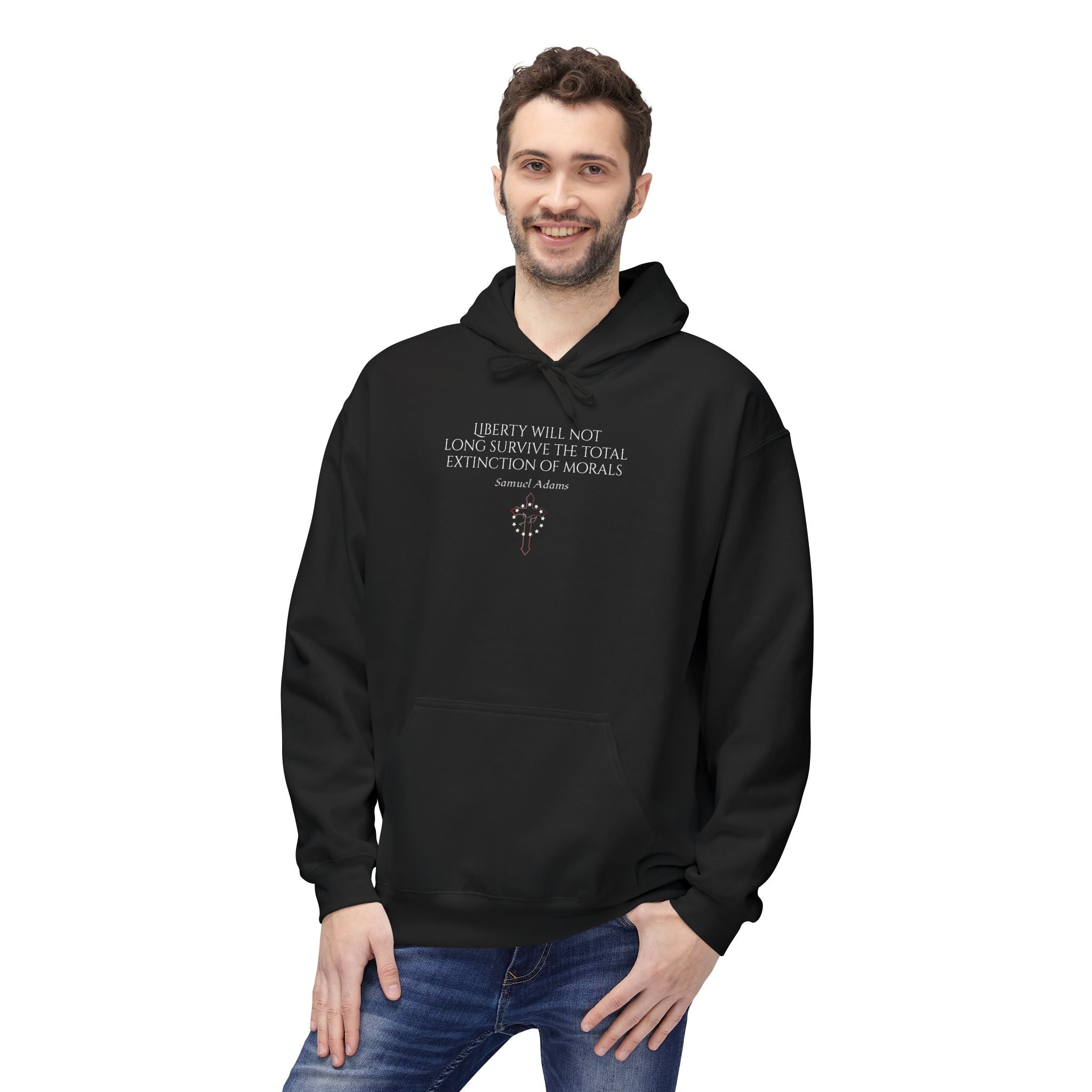 Minimalist Hoodie with Subtle Samuel Adams Liberty Design