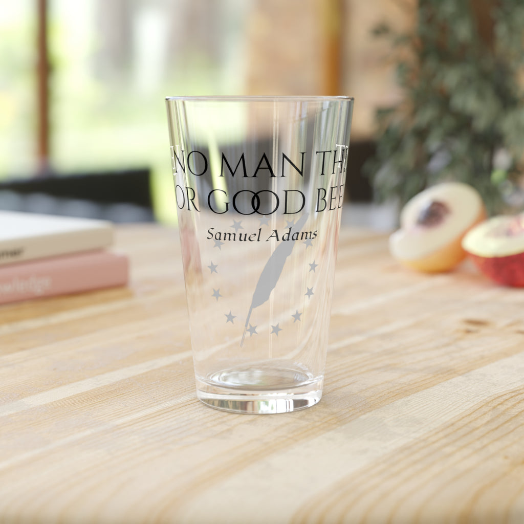 “Let No Man Thirst For Good Beer" Quill & Stars Pint Glass, 16oz