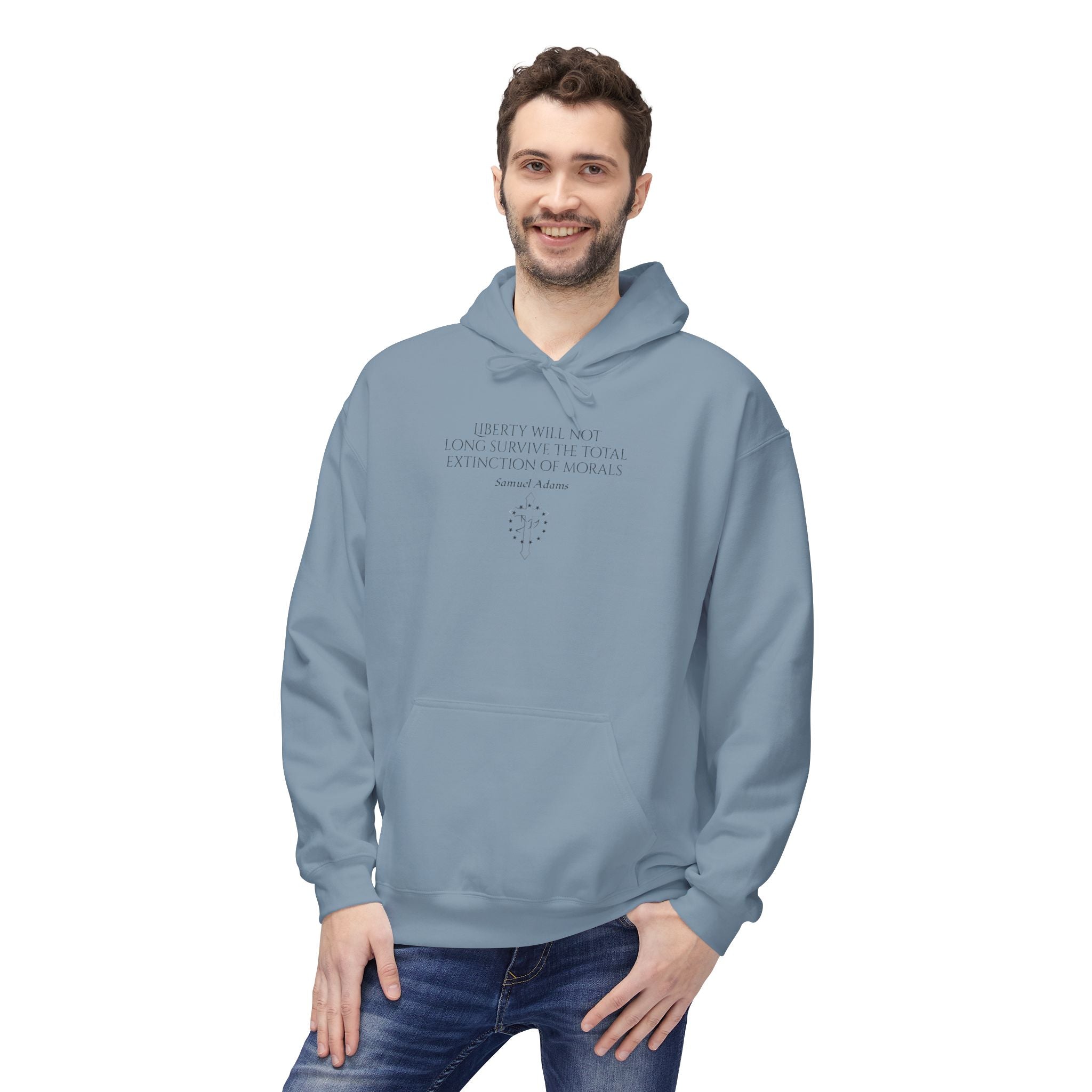 Minimalist Hoodie with Subtle Samuel Adams Liberty Design